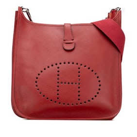 Hermes Evelyn GM 1 Anne Shoulder Bag Red Bordeaux Fjord Women's HERMES
