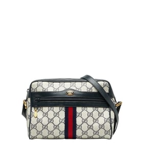 Gucci Old GG Supreme Shoulder Bag 56.02.004 Navy Beige PVC Leather Women's GUCCI