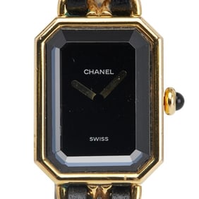 CHANEL Premiere Watch, Size M, H0001, Quartz Movement, Black Dial, Stainless Steel, Leather,