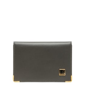 Dunhill logo business card holder, case, grey and gold leather, men's