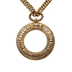 Chanel Coco Mark Magnifying Glass Necklace, Gold Plated, Women's, CHANEL