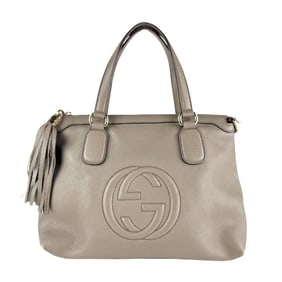 Gucci Soho Leather Handbag in Greige, Women's, 308362 z7097