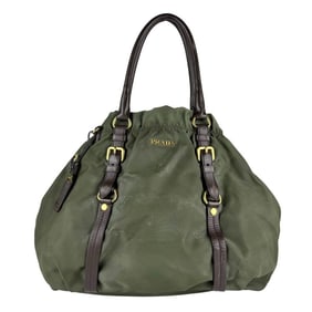 Prada PRADA handbag, nylon and leather, khaki brown, women's, z7141