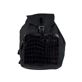Prada PRADA Backpack in Nylon and Embossed Leather, Black, Women's, z7125