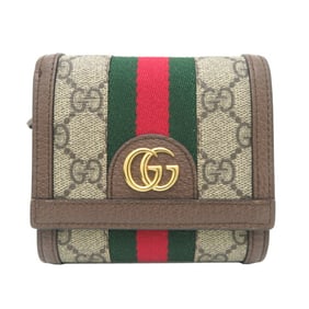 Gucci Ophidia GG Supreme Compact Wallet, Women's Bifold 598662, Beige PVC