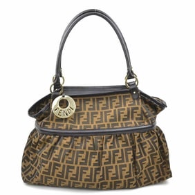 Fendi Zucca Canvas and Leather Shoulder Bag in Brown Gold, Women's, 8BH186-JWU, e60951a