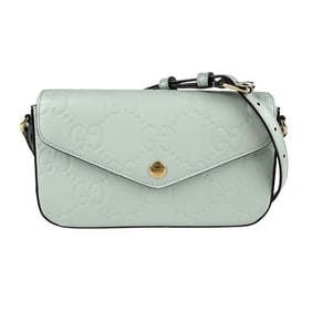 Gucci Super Mini Leather Shoulder Bag in Pale Green, Women's, 772794 z7133