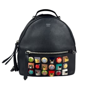 FENDI By the Way Backpack in Leather and Metal, Black Multicolor, Women's, 8BZ038/9DF z7106