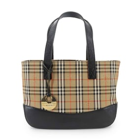 Burberry Haymarket Check Small Zip Handbag in Canvas and Leather, Beige Black