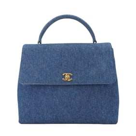 CHANEL Handbag in Denim Leather with Blue Gold Hardware and Turn Lock