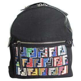 Fendi Nylon Sequin Backpack in Black and Multicolor, Women's, 8BZ035 A14U, s0686g