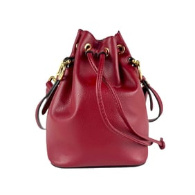 FENDI Montresor Mini Handbag Shoulder Bag in Dark Red and Gold Leather, Women's, 8BS010 A18B z7073
