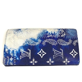 LOUIS VUITTON M81405 Monogram Bandana Portefeuille Brazza Bifold Long Wallet, Leather, Unisex, Blue