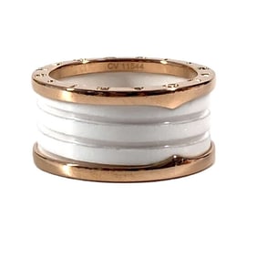 BVLGARI Ceramic 3-Band PG Ring, Au750 / Ceramic, Men's, White, Size 19.5