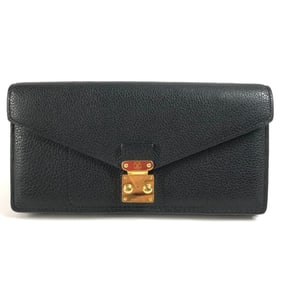 LOUIS VUITTON Louis Vuitton Bi-fold Flap Long Wallet in Calfskin Leather, Unisex, Black