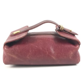CARTIER Must Line Logo Trinity Vanity Pouch Handbag Leather Women's Bordeaux