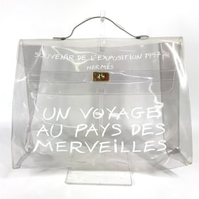 HERMES Vinyl Kelly Tote Bag, Handbag, Vinyl, Women's, Clear