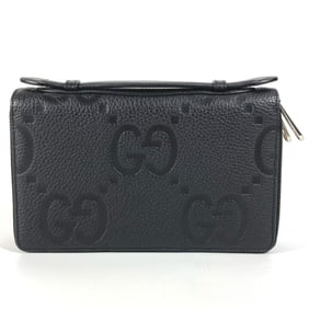 GUCCI 751760 Jumbo GG Travel Document Case, Handbag, Clutch Bag, Long Wallet, Leather, Unisex, Black
