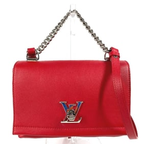 LOUIS VUITTON M51202 Lockme 2 BB 2-Way Bag, Chain Shoulder Handbag, Calfskin Leather, Women's, Ruby