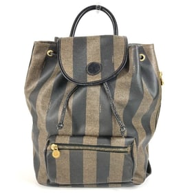 FENDI Pecan Backpack, PVC/Leather, Unisex, Khaki