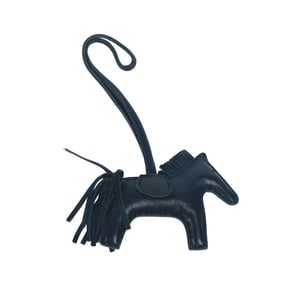 HERMES Horse Rodeo PM Trap Bag in All Black with So Charm by Anjou Milo, Unisex, Like New