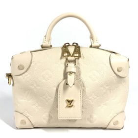 LOUIS VUITTON M45394 Monogram Empreinte Petite Malle Souple Box Bag, Leather, Women's, Crème White