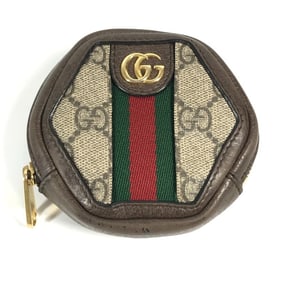 GUCCI 645123 GG Sherry Line Ophidia Keychain Wallet/Coin Purse in Supreme Canvas/Leather, Unisex,