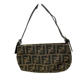 FENDI Zucca pattern pochette handbag, mini bag, shoulder canvas/leather, women's, brown