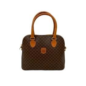 CELINE Vintage Macadam Blason Triomphe Leather Handbag/Mini Tote Bag, Brown, 35051