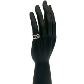 GUCCI Interlocking G Open Hand Logo Motif Silver 925 Ring, Size 16, 27933