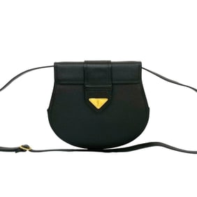 Yves Saint Laurent YSL logo hardware leather shoulder bag pochette black 19091
