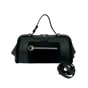 Salvatore Ferragamo Gancini hardware leather 2-way handbag/shoulder bag, black, 07511