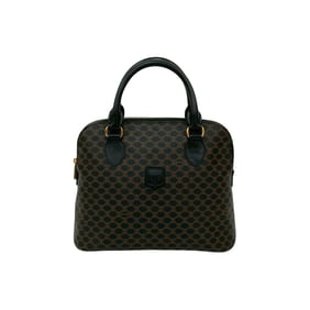 CELINE Vintage Macadam Blason Triomphe Leather Handbag/Mini Tote Bag, Black, 40226