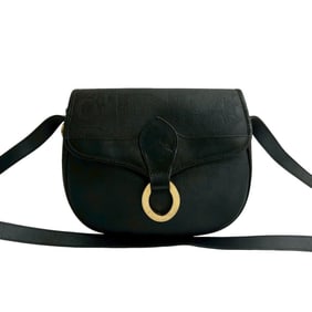 Christian Dior Vintage Logo Hardware Leather Mini Shoulder Bag Pochette Sacoche Black 27580