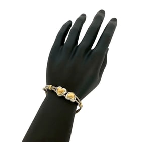 TIFFANY & Co. Tiffany Double Heart Rope Chain Bracelet/Bangle in 925 Sterling Silver and 18K Gold
