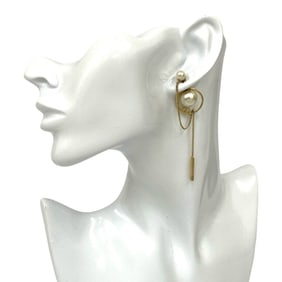 Christian Dior CD logo metal chain earrings, gold, 120-2