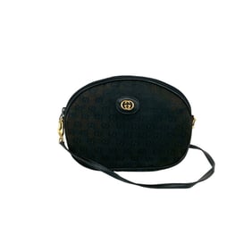 GUCCI Vintage GG Logo Metal Canvas and Leather Mini Shoulder Bag in Black (d56-9)