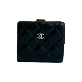 CHANEL Matelasse Coco Mark Lambskin Leather Bi-fold Wallet, Black, 11580
