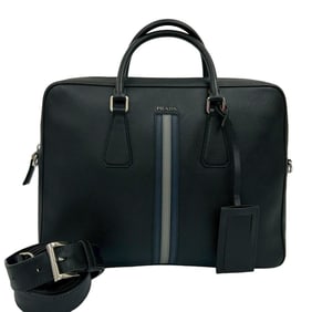 PRADA Prada logo hardware, Saffiano leather 2-way handbag, business bag, shoulder black 66607