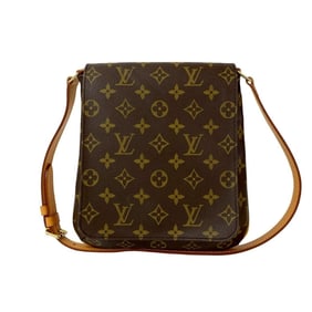 Nearly unused LOUIS VUITTON Musette Salsa Monogram Leather Semi-Shoulder Bag/Pochette/Sacoche Brown