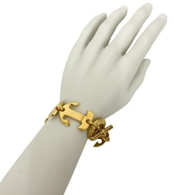CELINE Vintage Toggle Bracelet Chain Bangle for Women, Gold, 43511