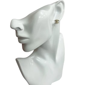 CHANEL Coco Mark motif rhinestone earrings, gold, 80703
