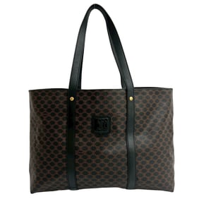 CELINE Vintage Macadam Blason Triomphe Leather Tote Bag, Black/Brown, 25891