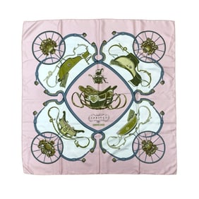 HERMES Vintage Carre 90 SPRINGS Silk Scarf for Women, Pink Multicolor, 71088