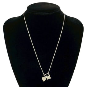 GUCCI Heart and Butterfly Motif Silver 925 Necklace Pendant Choker 40255