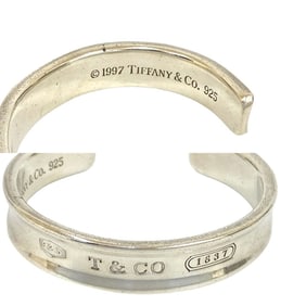 TIFFANY & Co. 1837 Narrow Bangle Logo Engraved Sterling Silver Bracelet 53-10