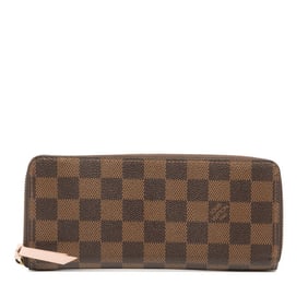 Louis Vuitton Damier Portefeuille Clemence Round Zip Long Wallet N41626 Brown Rose Ballerine Leather