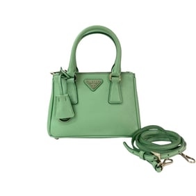 PRADA Galleria Micro Triangle Logo Hardware Saffiano Leather 2-Way Handbag/Shoulder Bag Light Green