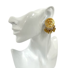 CHANEL Vintage Coco Mark Earrings and Ear Cuffs, Gold, 03831