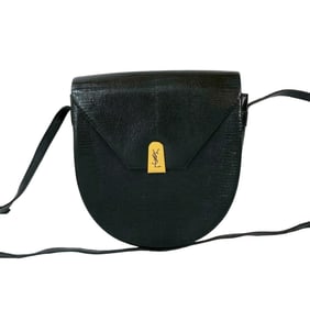 Yves Saint Laurent YSL logo hardware leather shoulder bag pochette sacoche black 65551